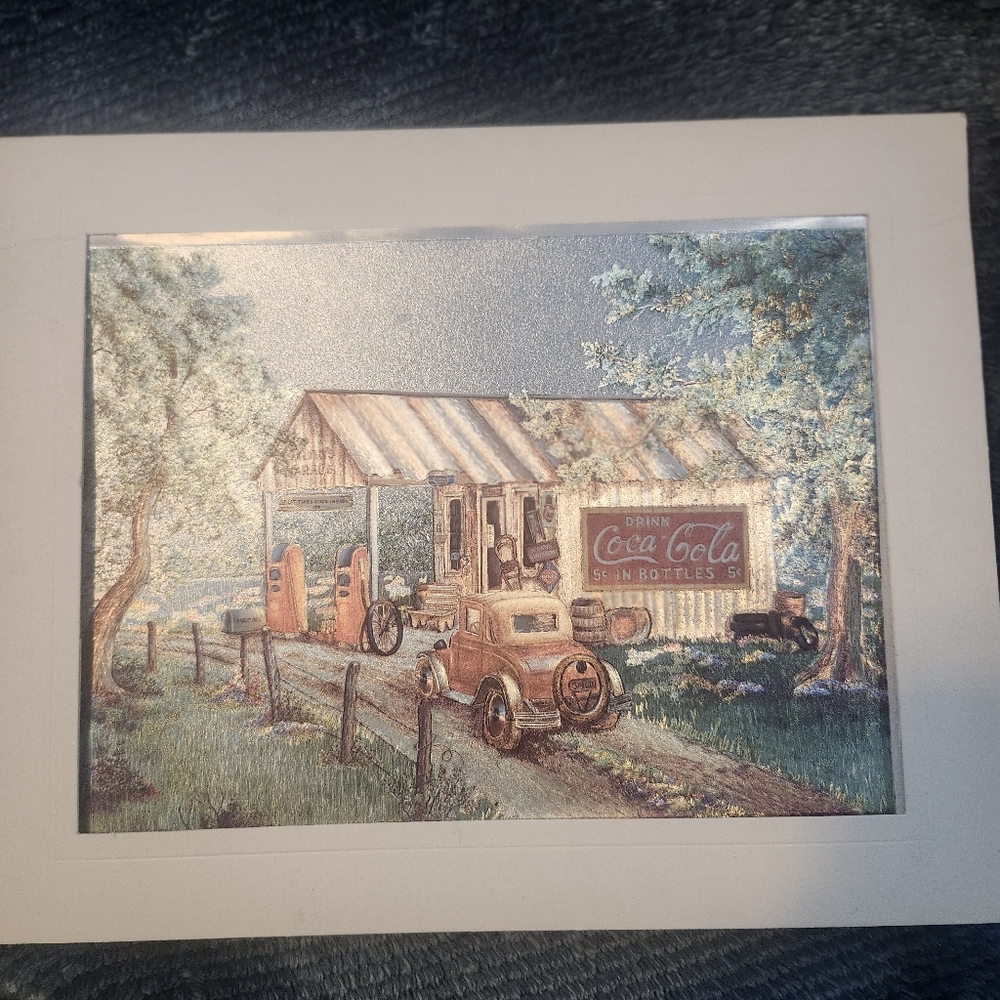 Martin's Garage" Coca-Cola print by artist Kay Lamb Shannon. Lithograph